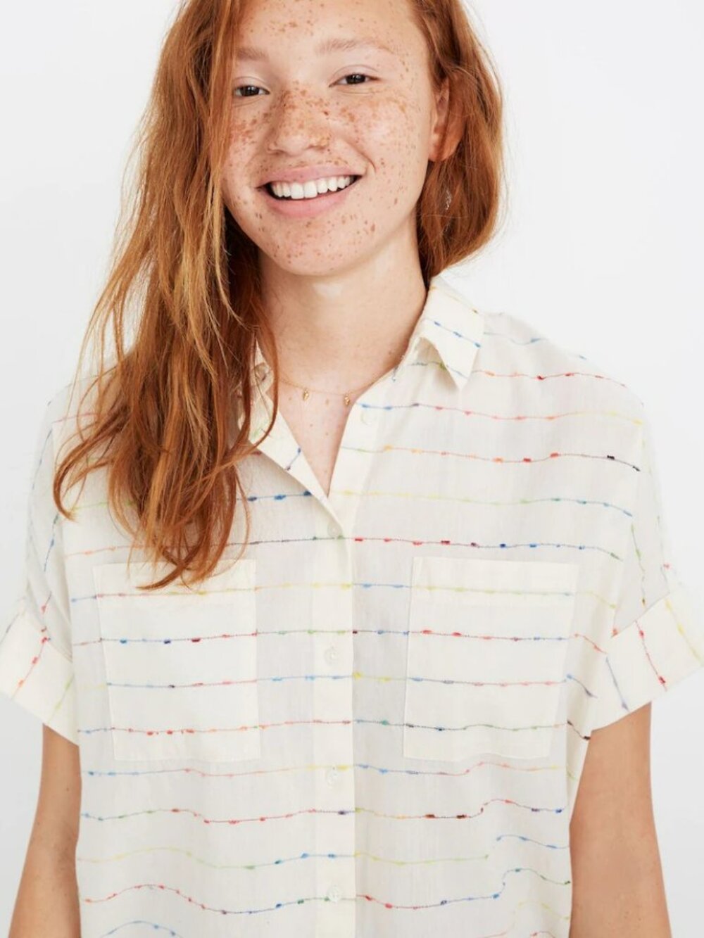 Madewell Courier Shirt in Flecked Rainbow Stripe